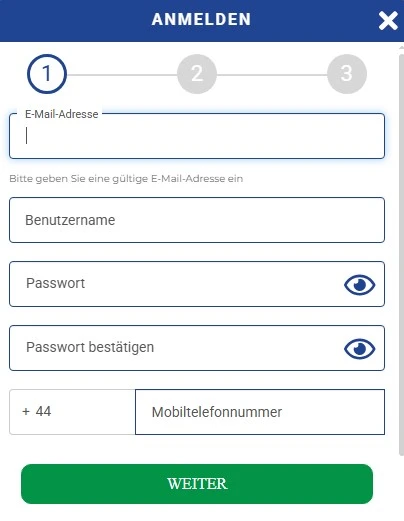 Winspark Casino Anmeldung - Registrierungsseite
